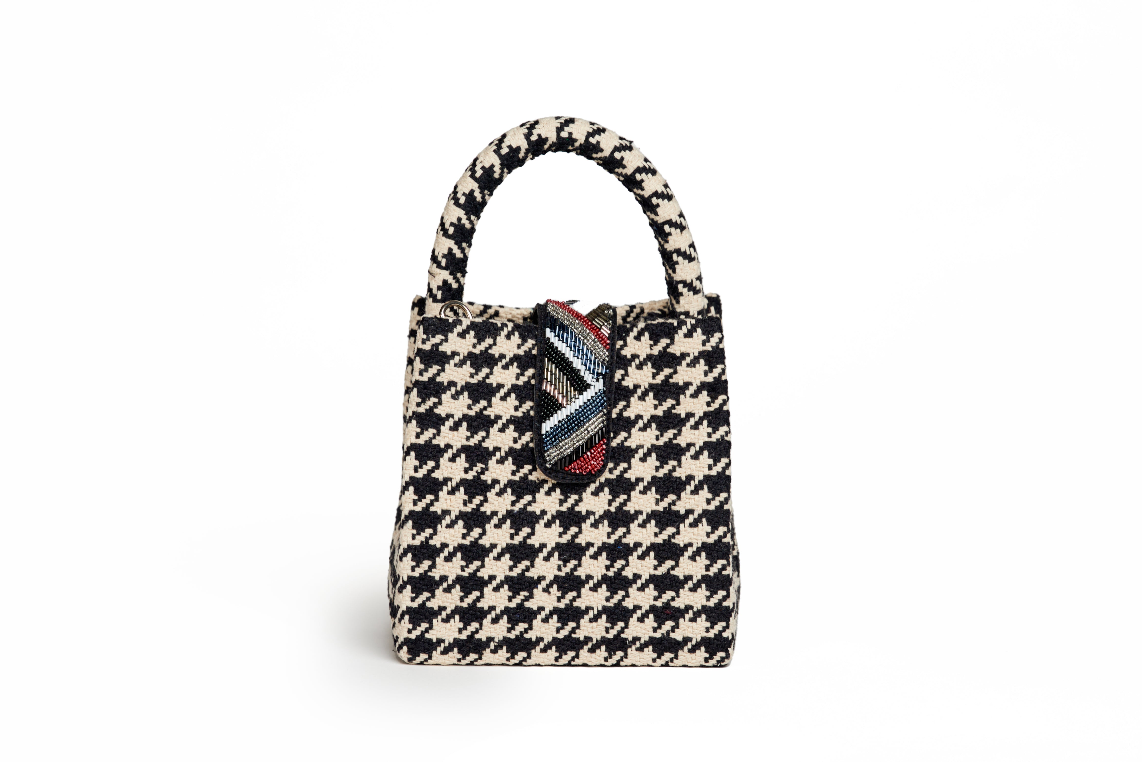 Sparkle Black Houndstooth Mini Tote