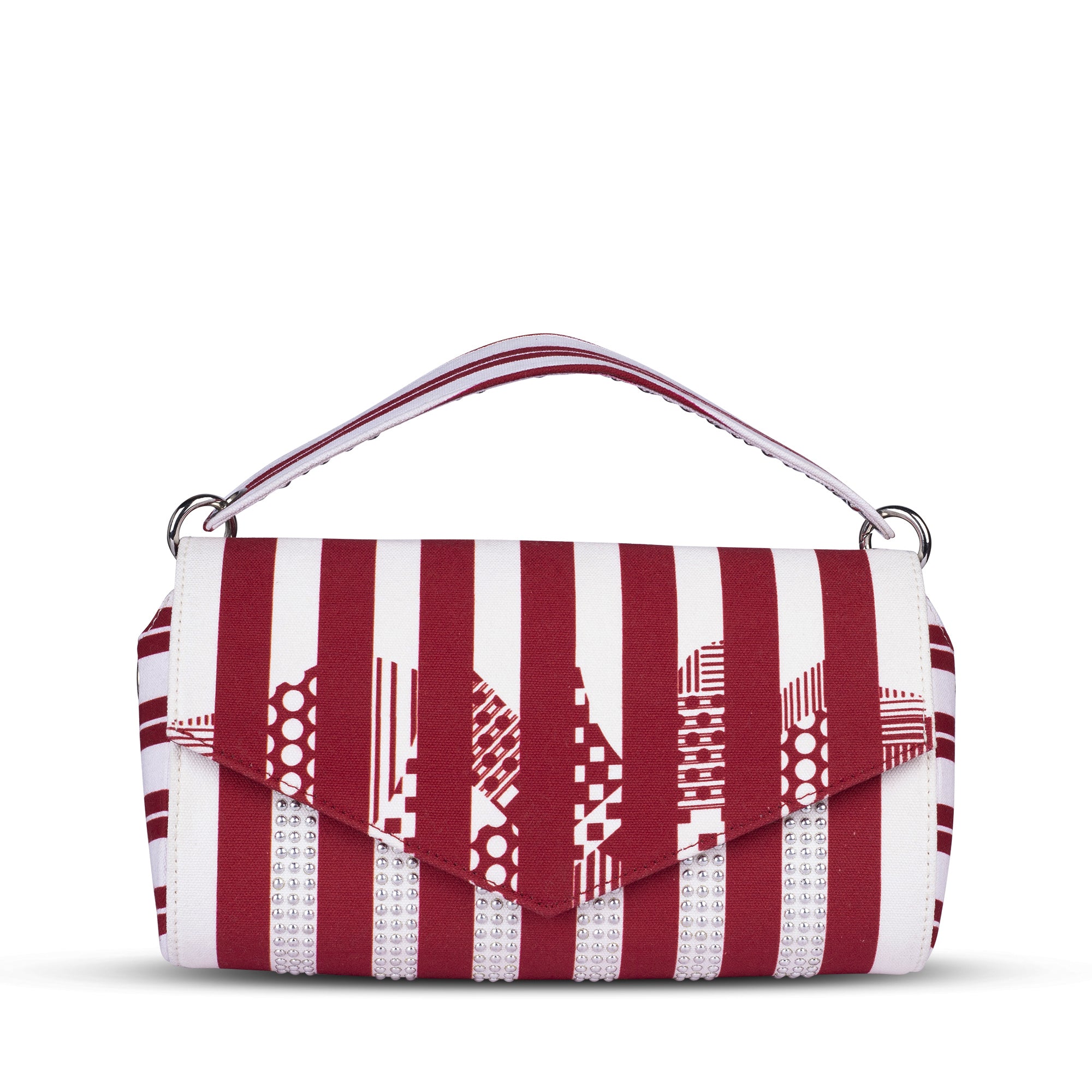 Red n White Studded etc Envelope Clutch