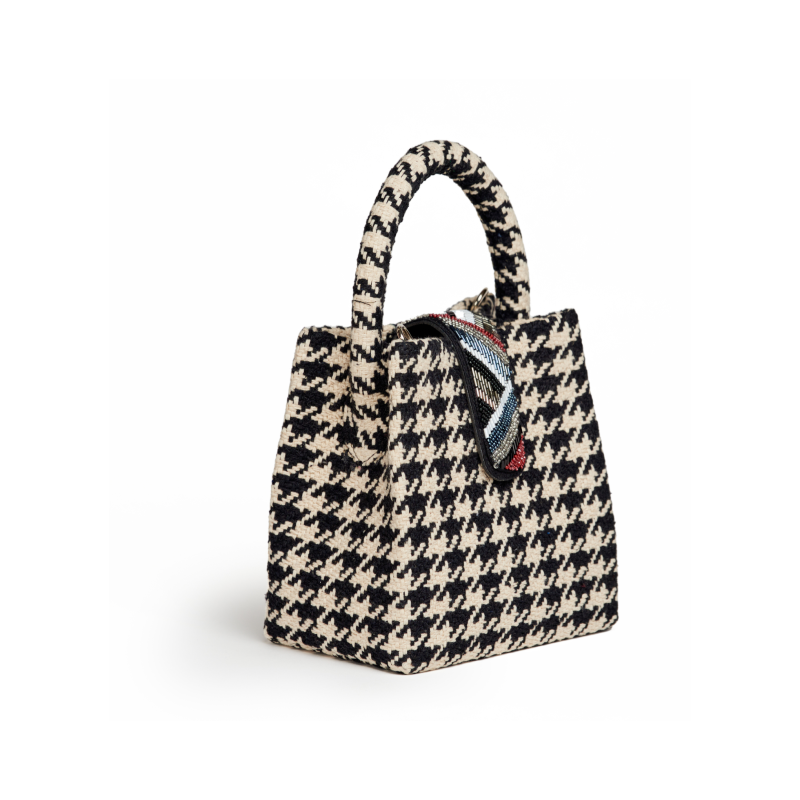 Sparkle Black Houndstooth Mini Tote