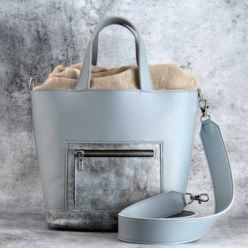 In The Grey Bucket Bag With Fabric Pouch